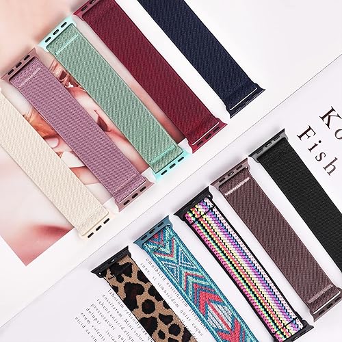 Miniatura 10 de HILIMINY - Paquete de 10 correas elásticas compatibles con Apple Watch de 1.496 in, 1.575 in, 1.614 in, 1.654 in, 1.732 in, 1.772 in, 1.772 in,