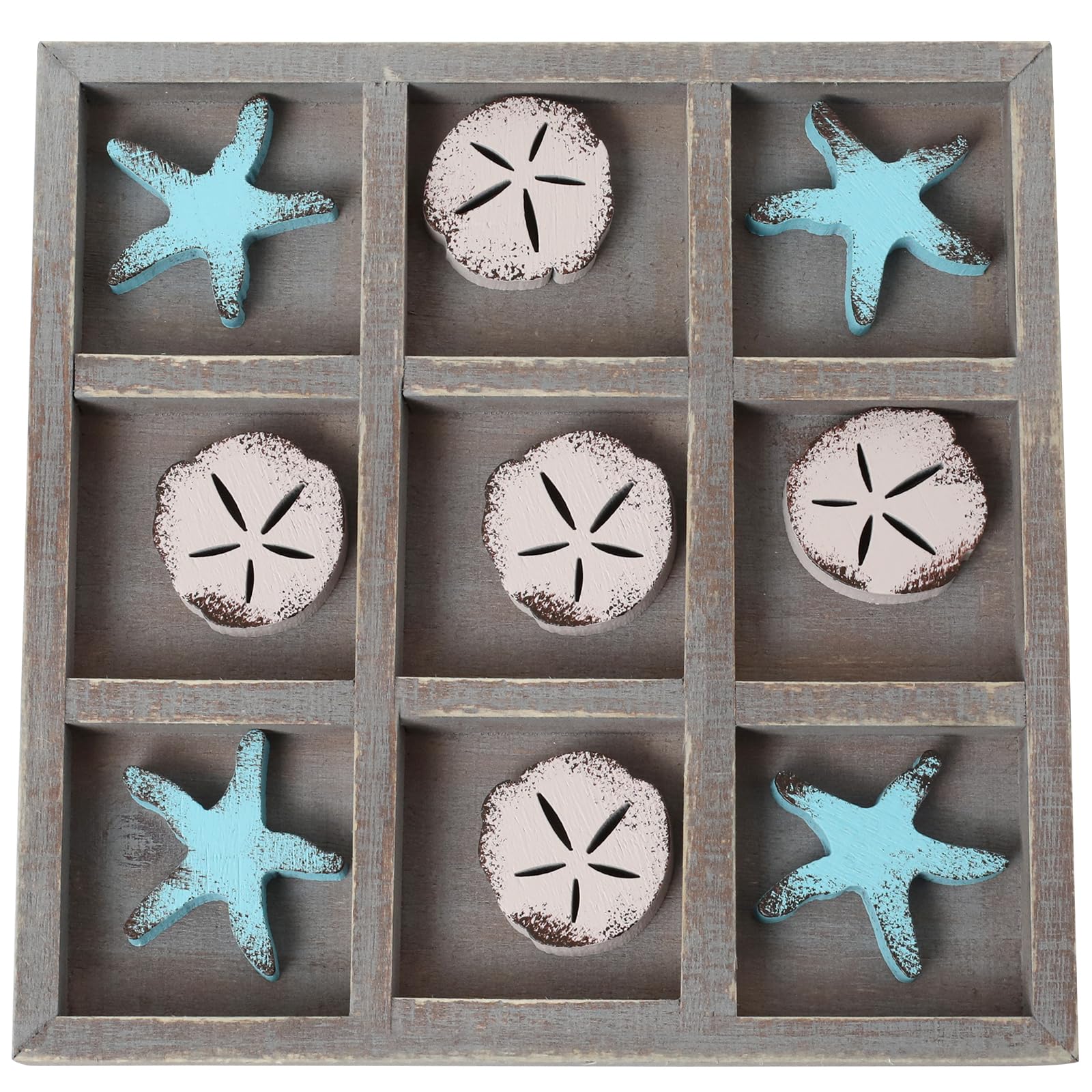 9" x 9" Coastal Tic Tac Toe Games for Beach House Coffee Table Decor