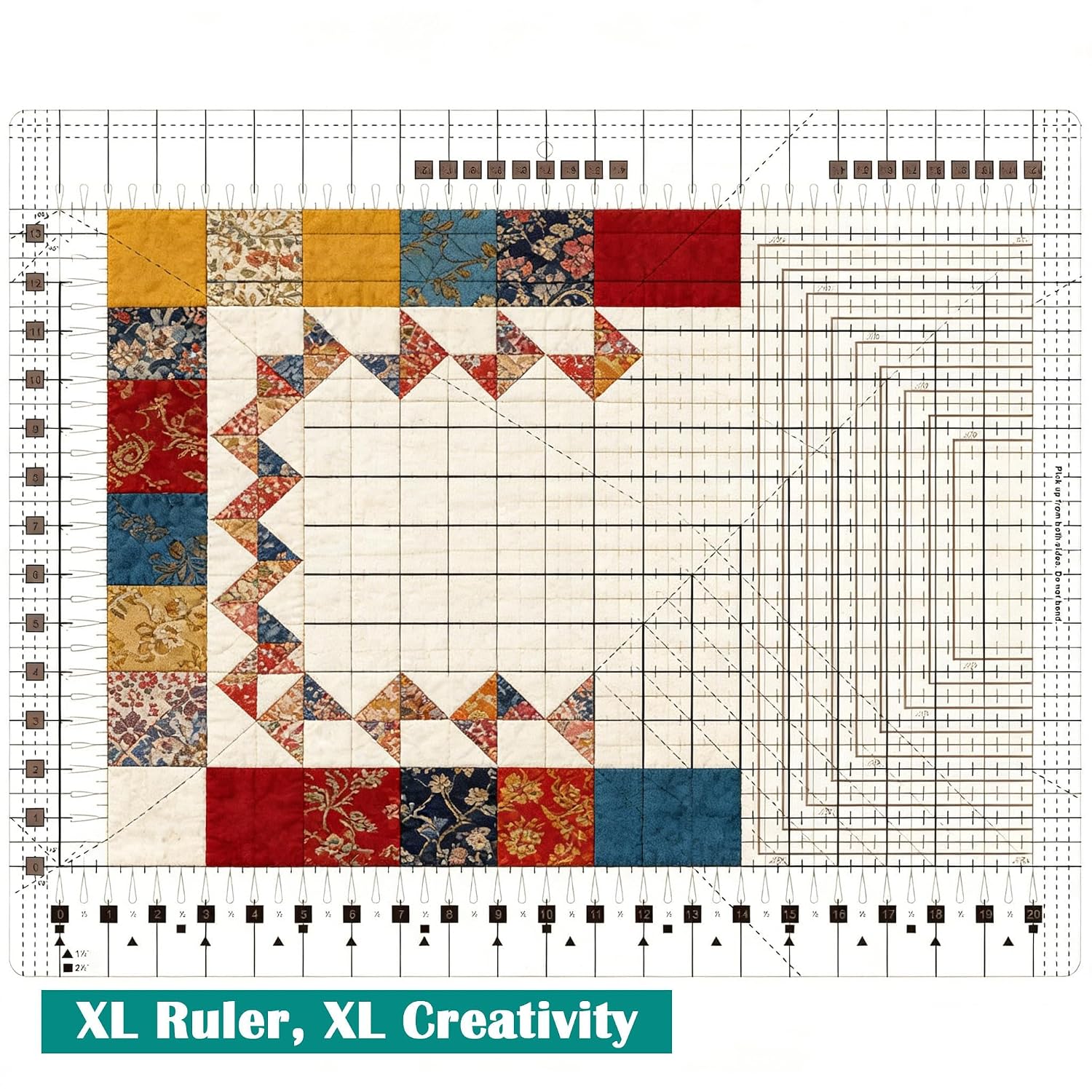 Slotted Quilting Ruler & Template, 17-3/4" x 22" – Extra Large Non-Slip Acrylic Fabric Cutting Ruler for Strip Cutting, Sewing, Patchwork & Crafting