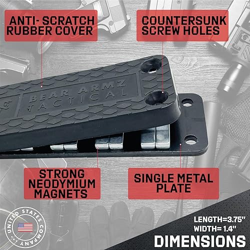 Miniatura 3 de Soporte magnético para pistola y funda para vehículo y hogar I recubierto de goma con respaldo adhesivo I 35 libras clasificado I accesorio de arma