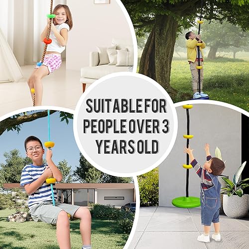 Miniatura 2 de JOINTECH Columpio de asiento de disco con cuerda para árbol, cuerda de escalada con plataformas y juego de asiento de columpio de disco, accesorios