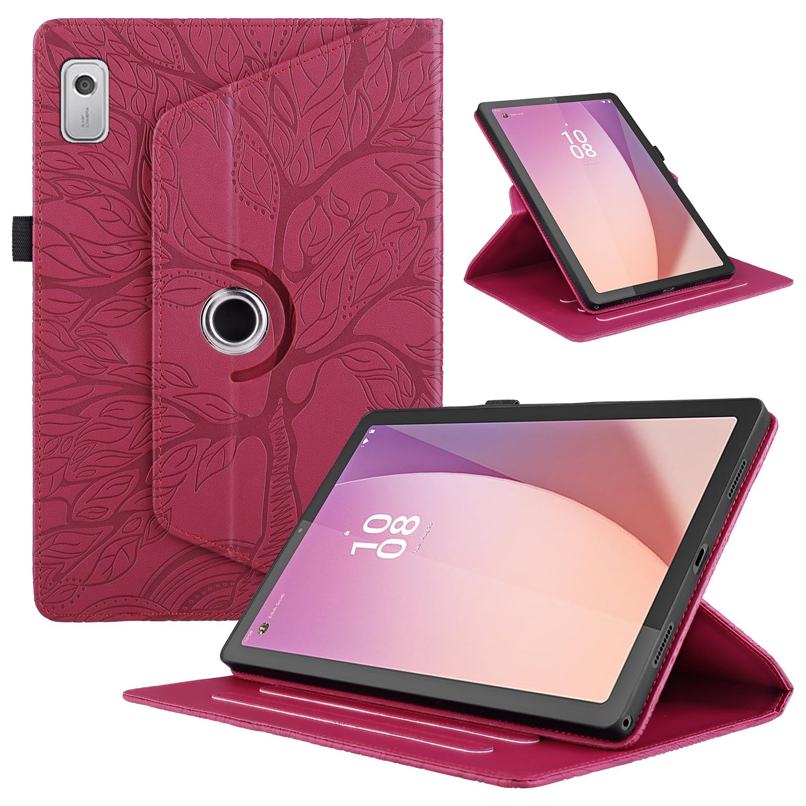 Funda para Samsung Galaxy Tab S9/ S8/ S7 11" (SM-X710/X700/T870) PU Cuero Tablets Protectora Cover 360°Carcasa Giratoria de ángulo Múltiple Stand Función Tablets Funda,Rojo Árboles — view 174