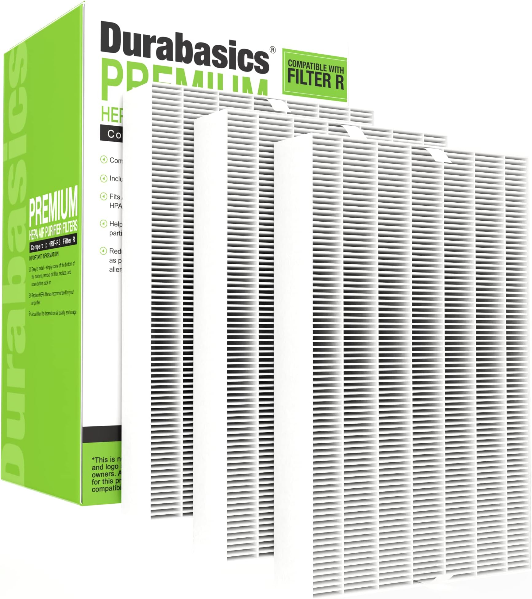 Durabasics Compatible HEPA Filter R, 3 Pack, Replacement for Honeywell Filter R, HRF-R3, HRF-R2 & HRF-R1