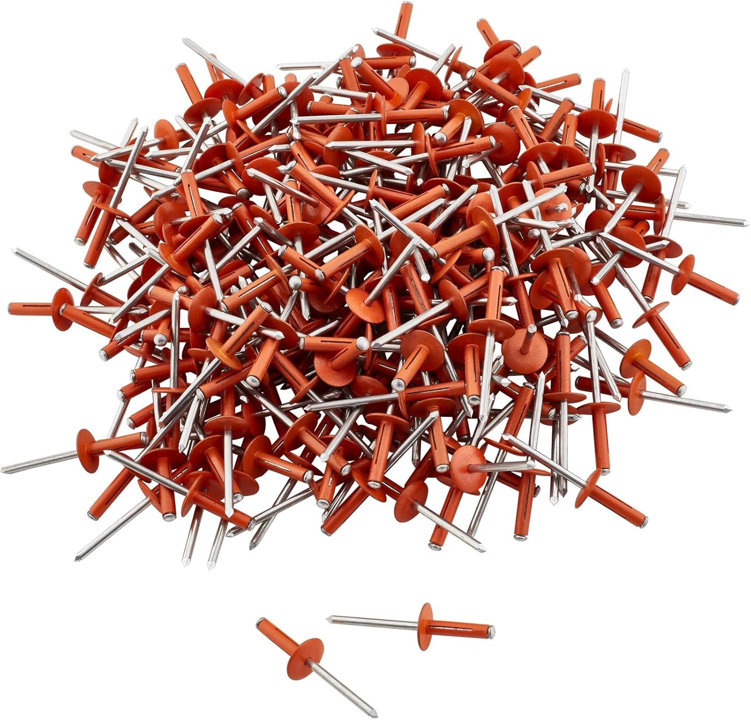 Speedway Motors Orange Exploding Head Rivets, 3/16" Large Head Aluminum, 5/8" Diameter, Grip Range 0-3/8", Ideal for Hard-to-Reach Areas, Box of 250