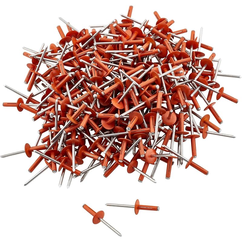 Rebites pop de cabeça expansiva Speedway Motors, laranja, alumínio, 4,8 mm, cabeça de 15,9 mm, faixa de fixação de 0 a 9,5 mm, caixa com 250
