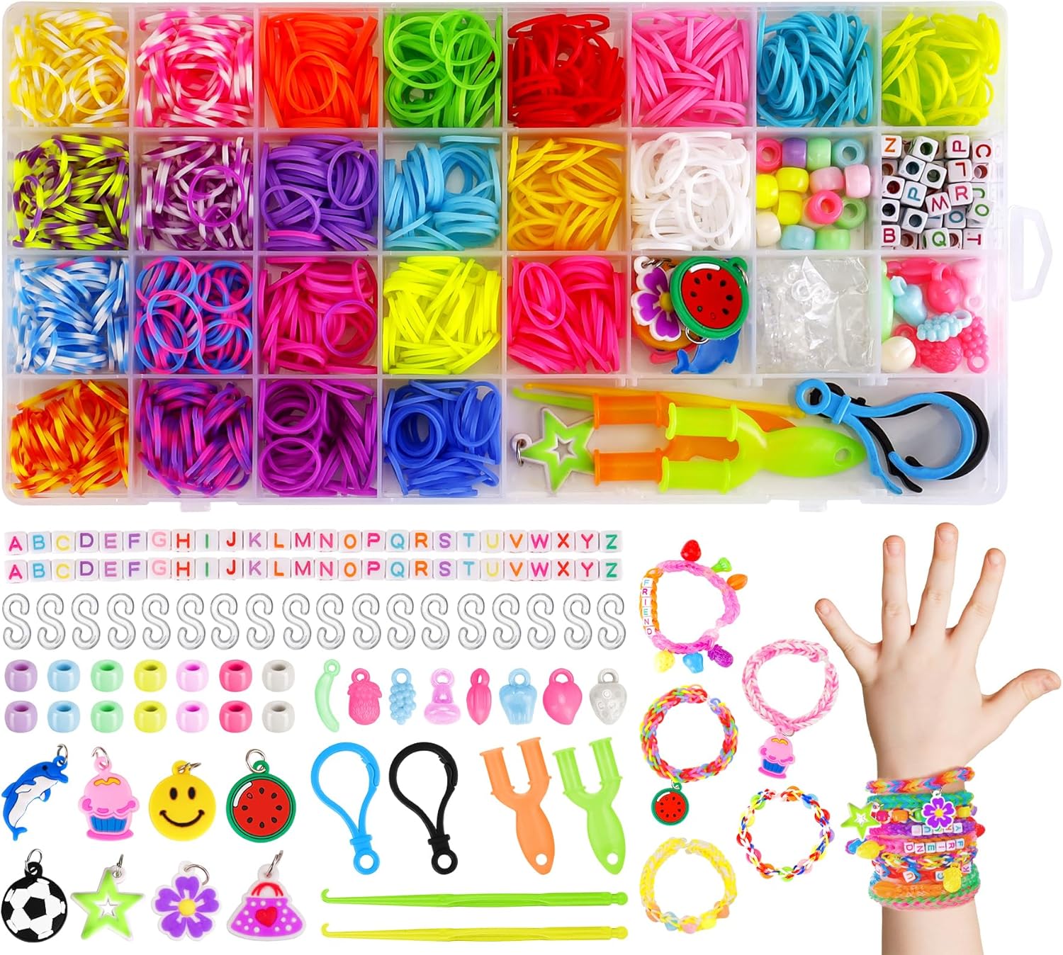 Colorful Rubber Bands Making Kit 2300+ Rubber Band Refill Set in 23 Unique Colors with