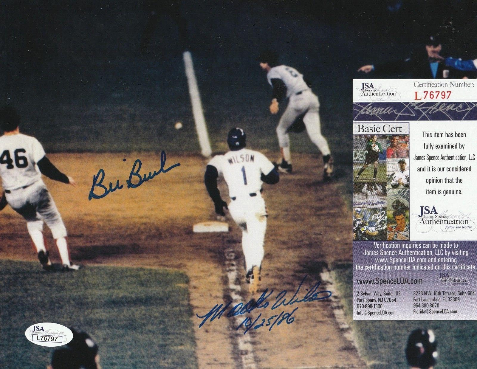 MOOKIE WILSON / BILL BUCKNER NEW YORK METS 1986 WS 10/25/86 JSA 