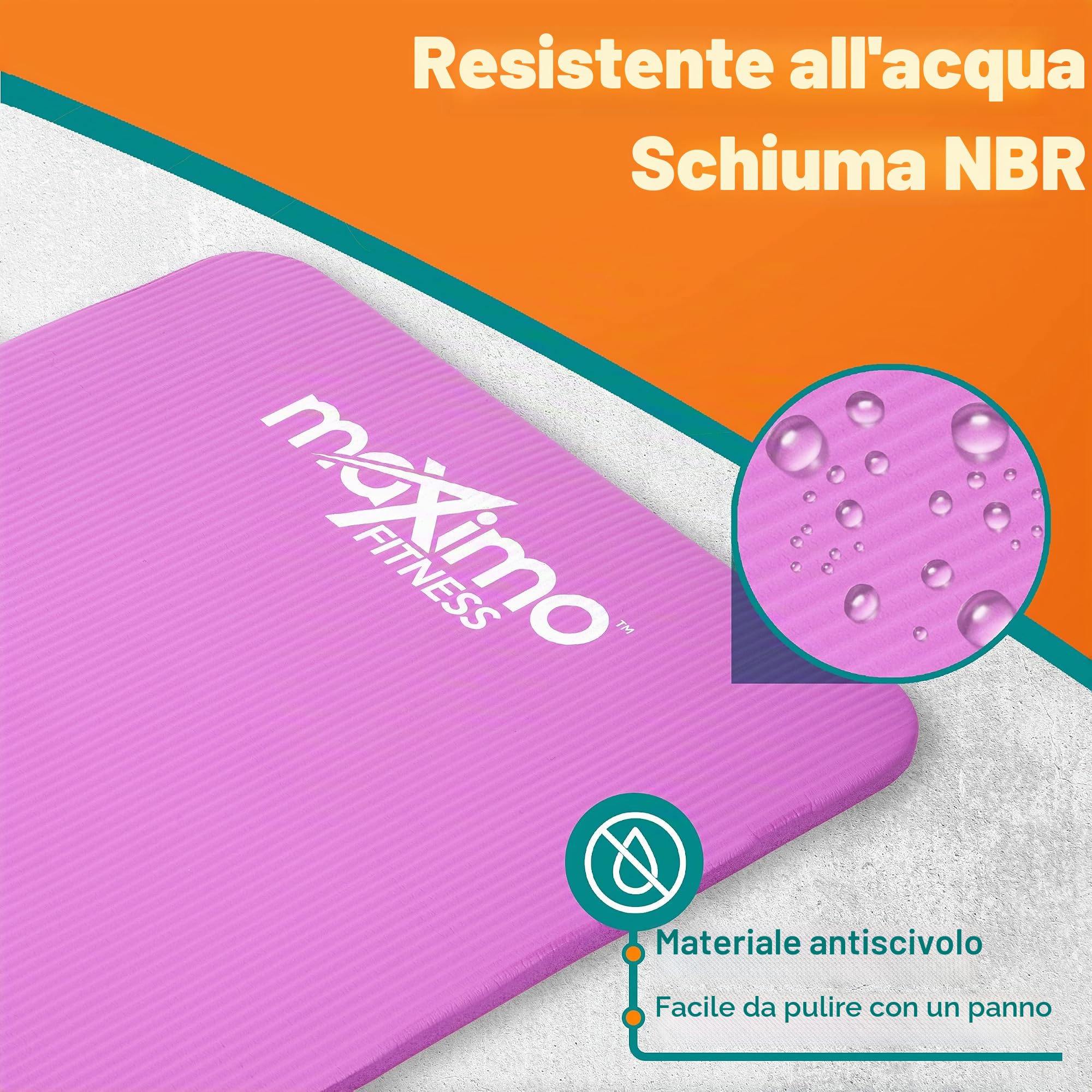 Maximo Fitness Tappetino per Esercizio Fisico Tappetino da Palestra NBR di Alta qualità – Extra Spesso 12 mm, Multiuso – Perfetto per Yoga, Pilates, Addominali.