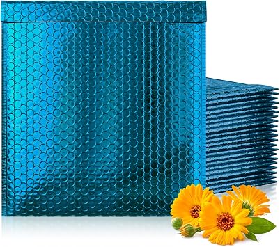 Metallic Bubble Mailers, Blue 6 x 6.25 Inch Self Seal Padded Envelopes, Pack of 250 Bubble Packaging Envelopes for Shipping and Mailing