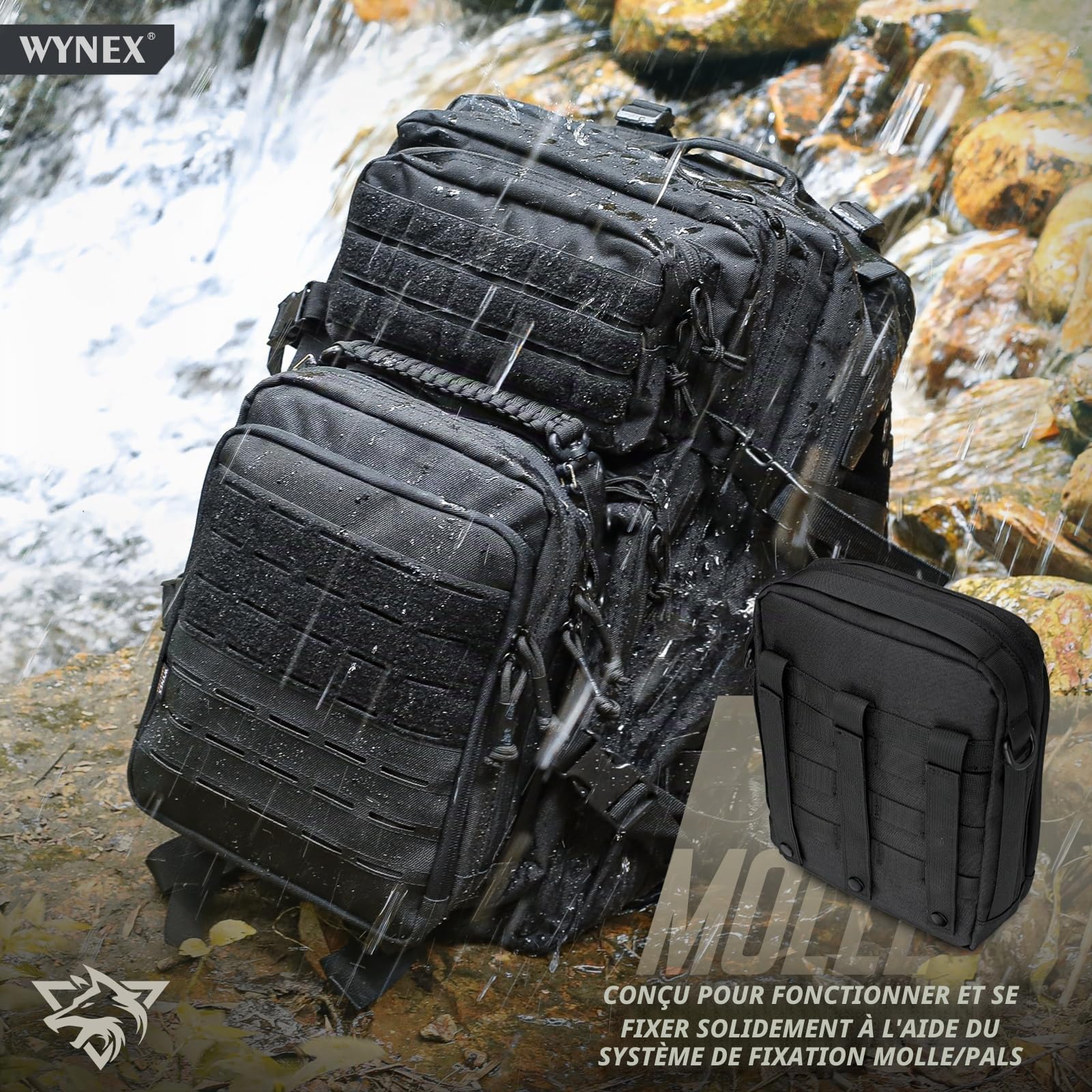 WYNEX Pochette Molle Tactique Trousse à Outils Utilitaire Poche Molle Supplémentaire Pour Sac à Dos Gilet Tactique Militaire Sacoche de Rangement Portable, Avec Panneau d’Insertion de Sangle Élastique