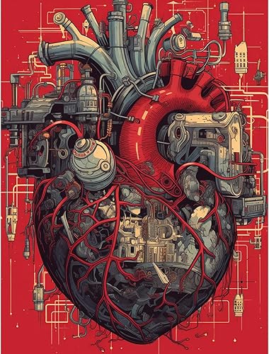 Pintura mecánica de diamantes de corazón DIY 5D, kit de numeración, anatomía humana, cristal de diamantes de imitación, obra de arte mágica