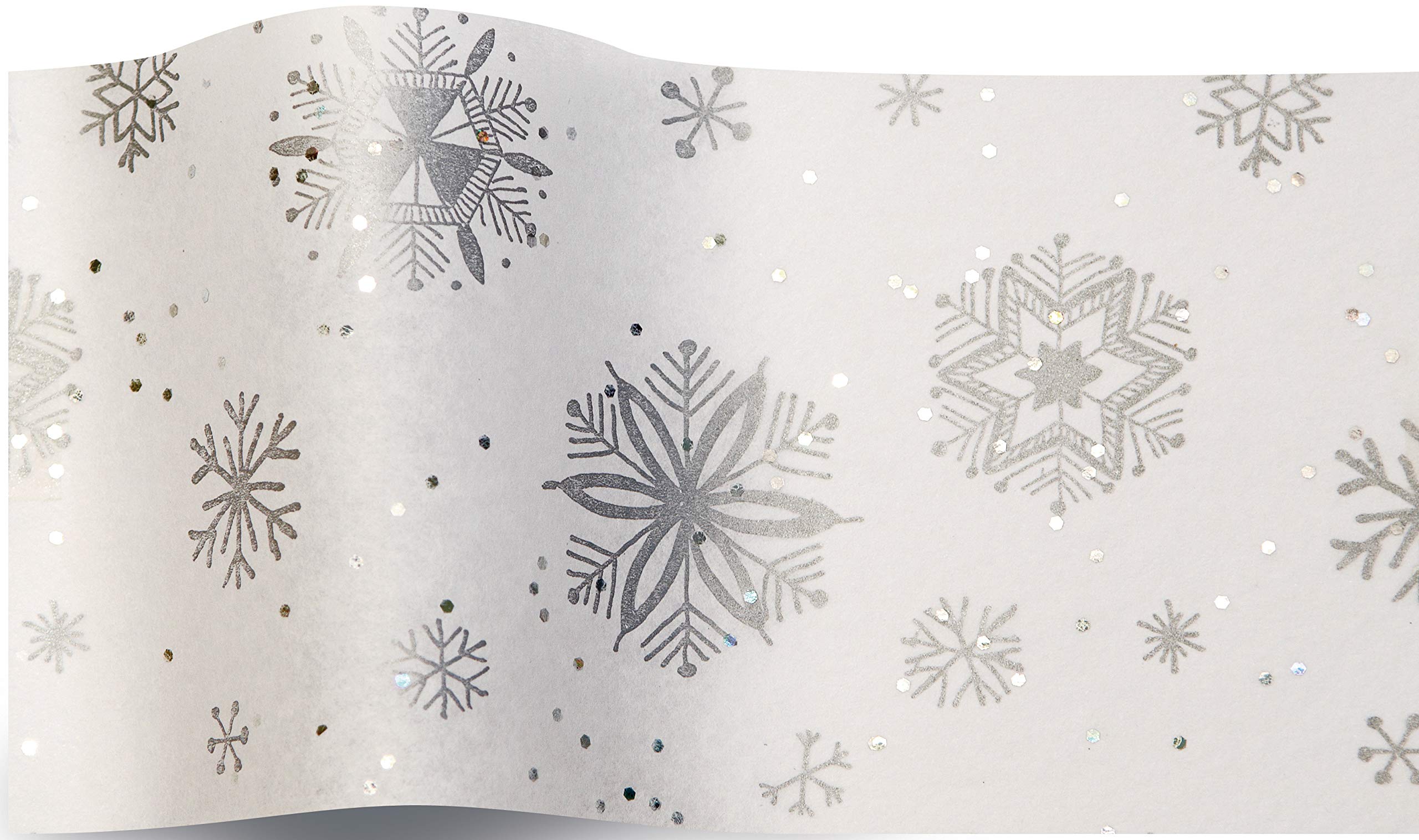 Diamond Snowflakes Silver foil Christmas Printed Patterned Tissue Wrapping Paper Luxury 5 Sheets