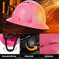 Vista 5 de ProtectX - Cascos de construcción de ala completa, ventilados, aprobados por la OSHA, con suspensión de 6 puntos, Cascos de construcción