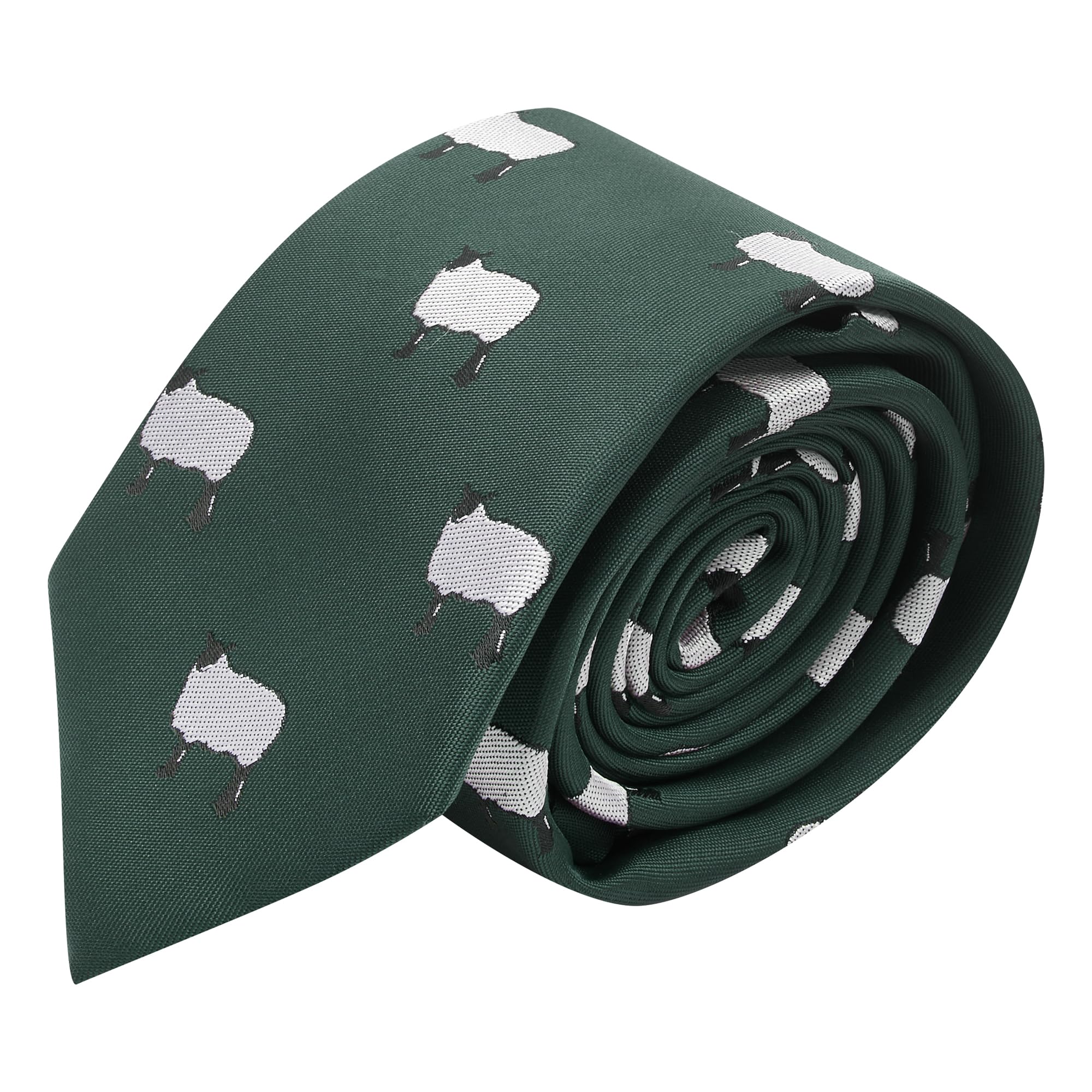 Cravatta Uomo King & Priory Ricamata Volpe, Verde Scuro, Tessuto A Spina, Larga 7.5 Cm - 4