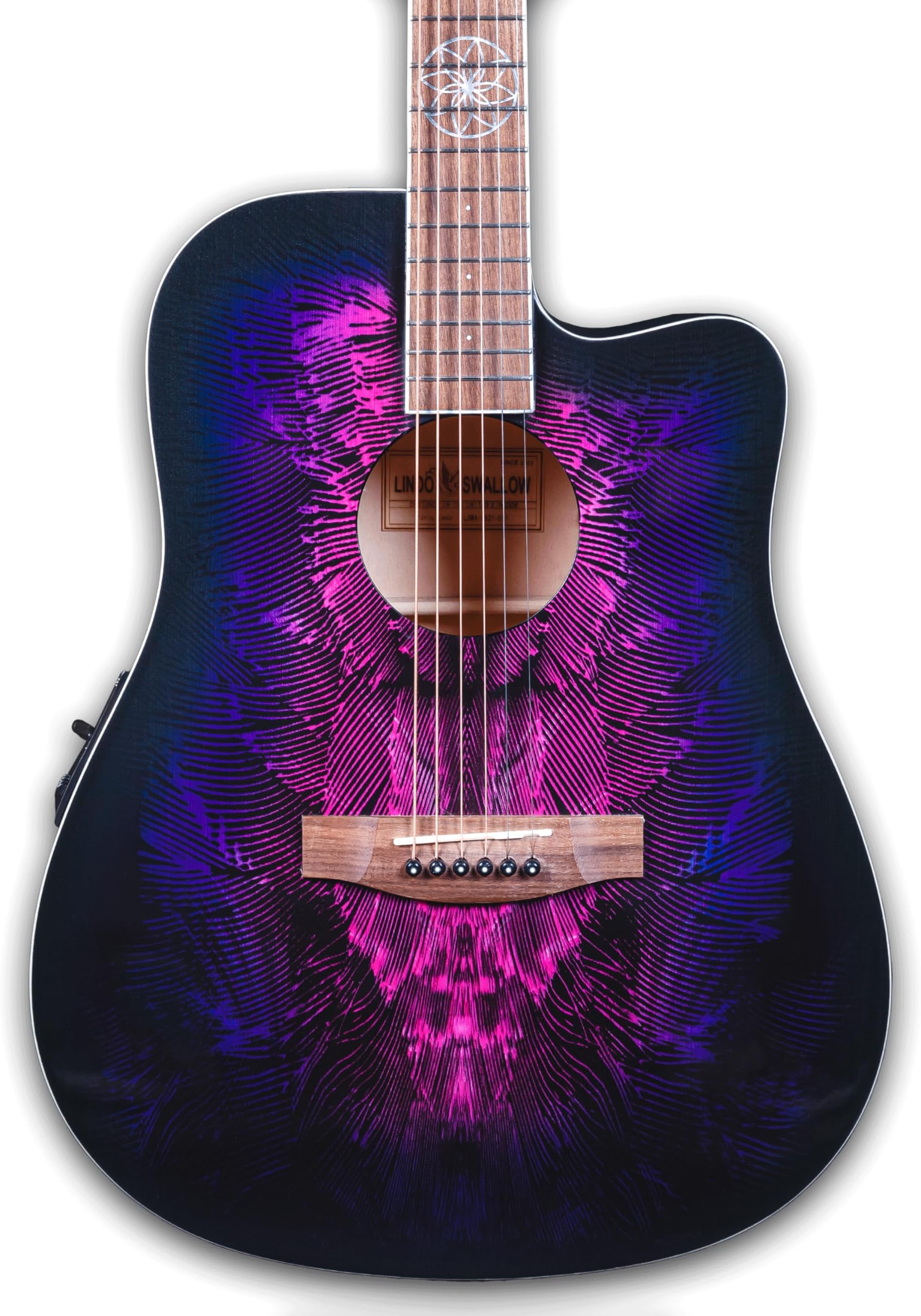Lindo Purple Swallow Electric Electro Acoustic Guitar with Dreamcatcher Inlay & Gig Bag