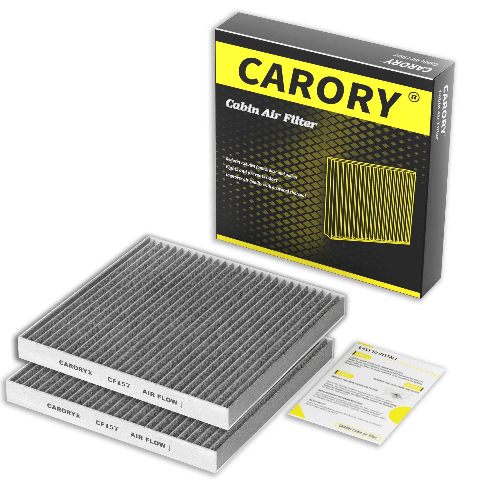 2 Pack Cabin Air Filter w/Activated Carbon for Toyota Camry, Corolla, RAV4, Prius, Highlander, Sienna, Venza, Crown, Lexus ES350, ES300h, NX250, RX350, Subaru Outback, Mazda CX9, and More, CF157-2PK
