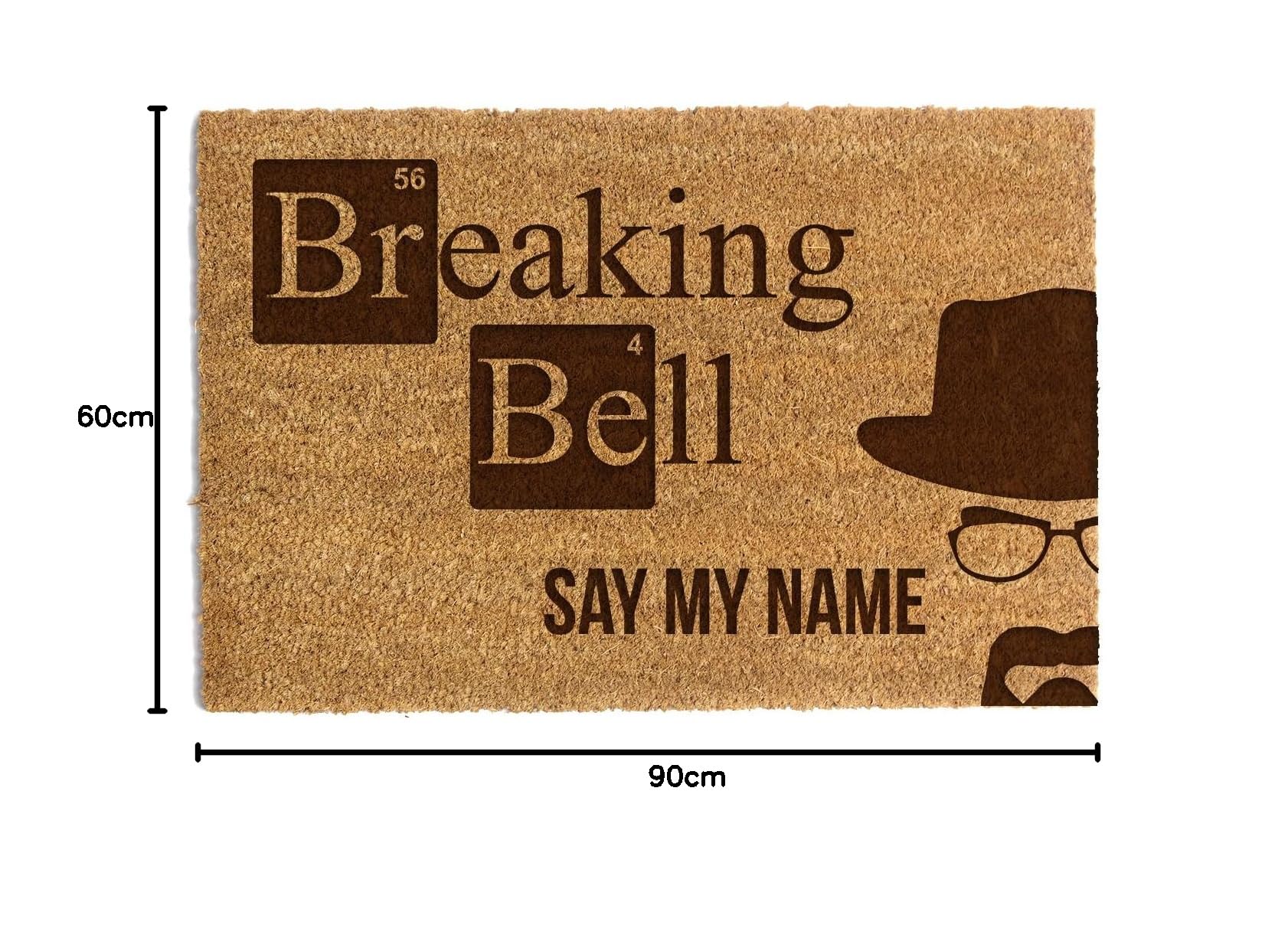 Happenings Zerbino in fibra di cocco – Zerbino divertente con scritta "Breaking Bell" – Come regalo – Zerbino per la casa (60x90 cm)