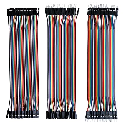 ELEGOO 120pcs Multicolored Dupont Wire 40pin Male to Female, 40pin Male to Male, 40pin Female to Female Breadboard Jumper Ribbon Cables Kit Compatible with Arduino Projects