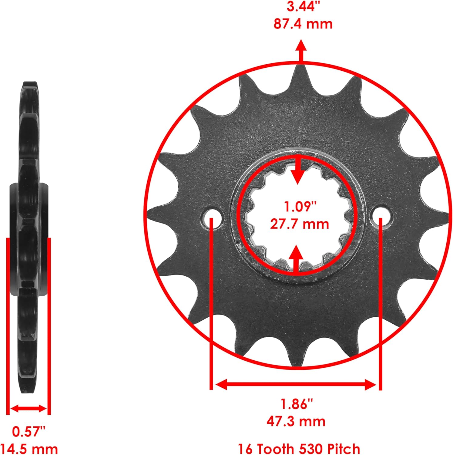Caltric Black Drive Chain And Sprocket Kit Compatible with Honda Vfr800 Vfr800A Interceptor 800 Abs