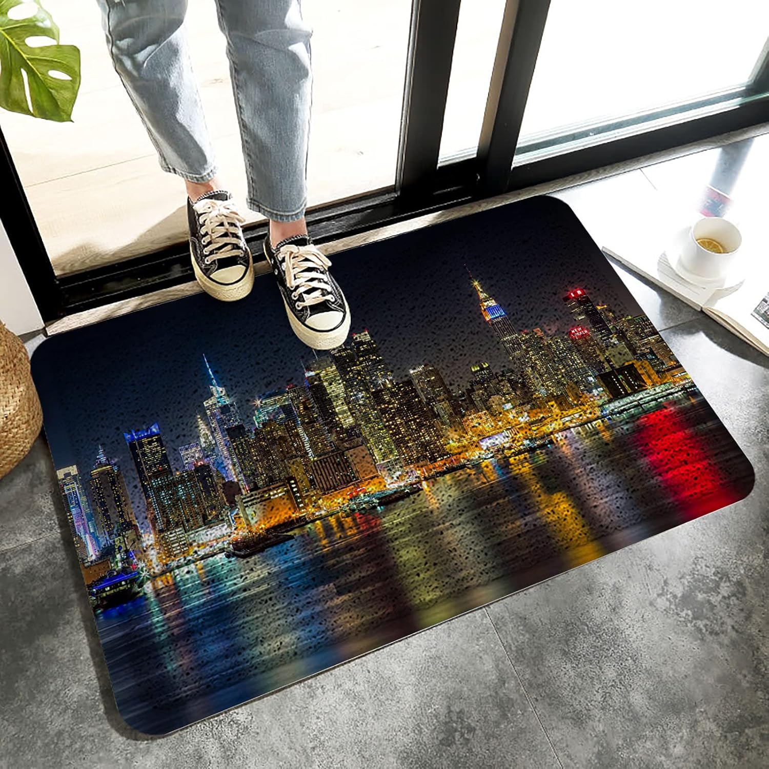 917 Floor Mat New York City Manhattan Night View HighRise Buildings