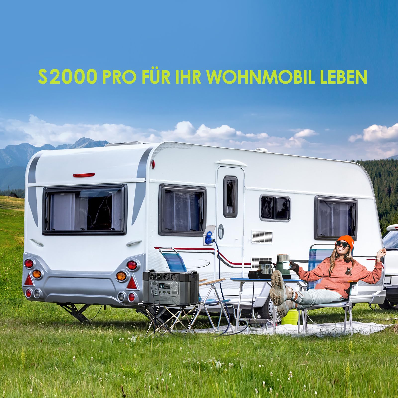 ALLPOWERS Tragbarer Powerstation 2400W (4000W Surge) Wechselstromsteckdosen 1451Wh Akku MPPT Solar Generator Mobiler Stromspeicher für Wohnmobil Camping Heimwerken Notstromaggregat RV Haus Notfall