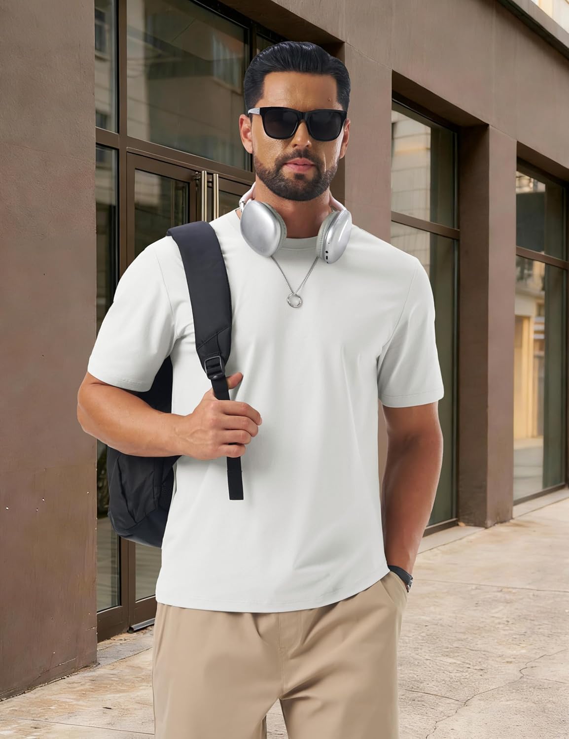 TACVASEN Men's T-Shirts Short Sleeve UPF 80+ Moisture Wicking Sun Protection Shirts Casual Crewneck Lightweight Classic Tee - Image 3