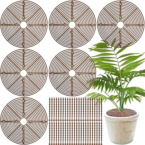 Rejilla para macetas de 11.8 pulgadas, paquete de 6 protectores de suelo para macetas con 48 estacas, tapón de excavación de mascotas para