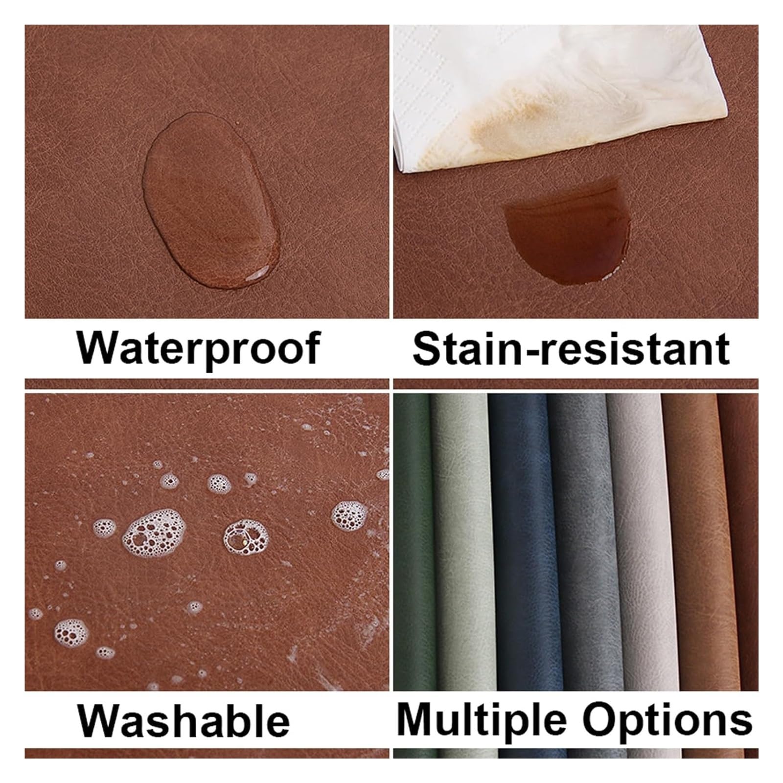 Round Faux Leather Placemats Set of 4/6, Waterproof Washable Heat Resistant Dining Table Place Mats(Black Brown,Set of 4)