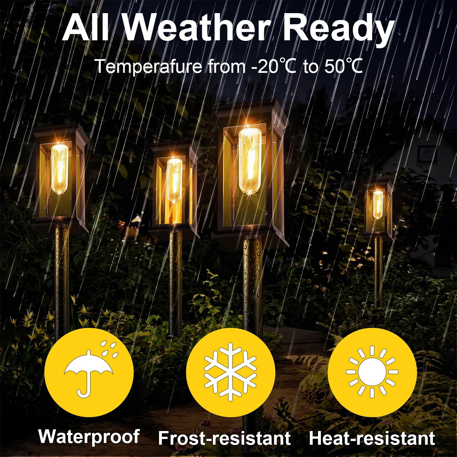 8 Piezas Luces Solares Led Exterior Jardin, IP65 Luces Solares Jardin, Mejorada LED Luz Solar Exterior Jardín para Patio, Camino, Césped, Blanco Cálido