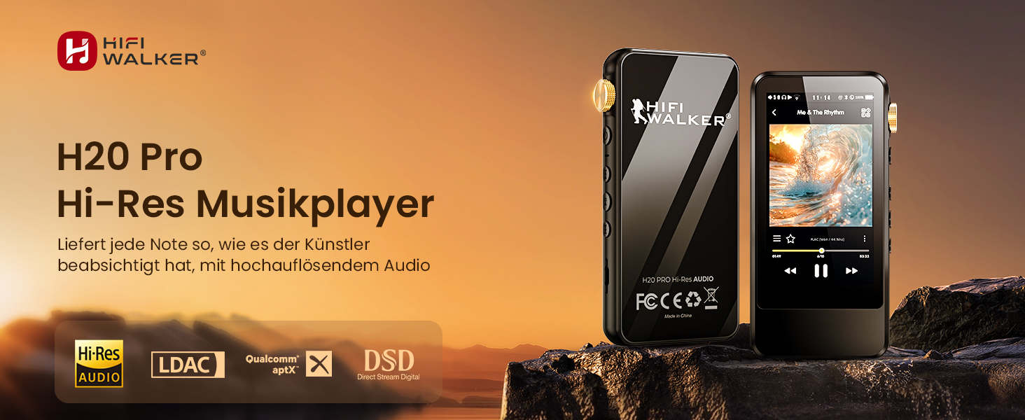 HIFI WALKER H20 Pro Hi-Res MP3 Player mit Bluetooth, 64GB microSD