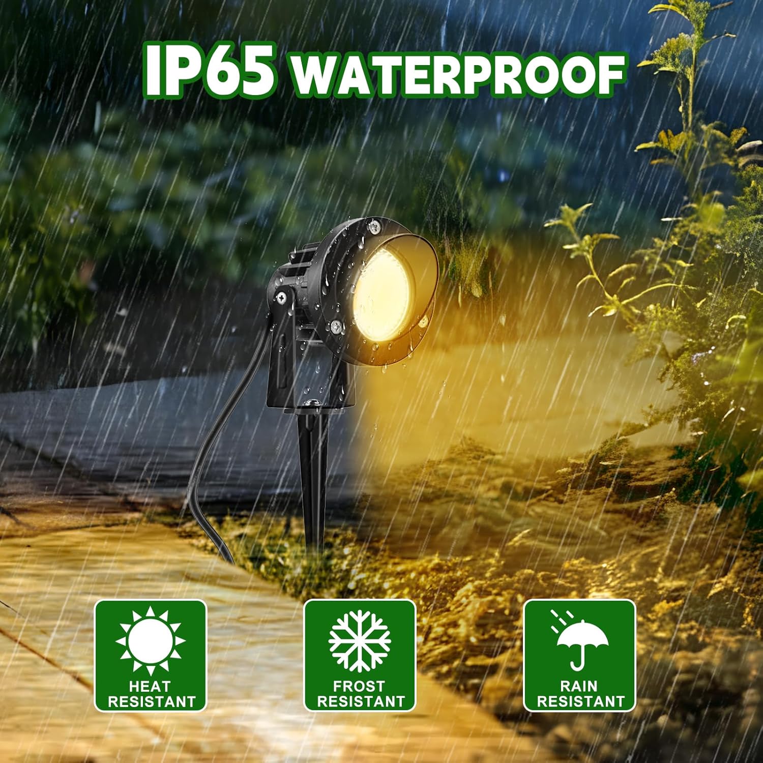 Romwish Outdoor Spotlight 3000K Warm White,12W LED Spot Lights Outdoor for Yard Garden Tree, 120V Plug in Landscape Lighting with IP65 Waterproof for Lawn Decorative, 4 Pack