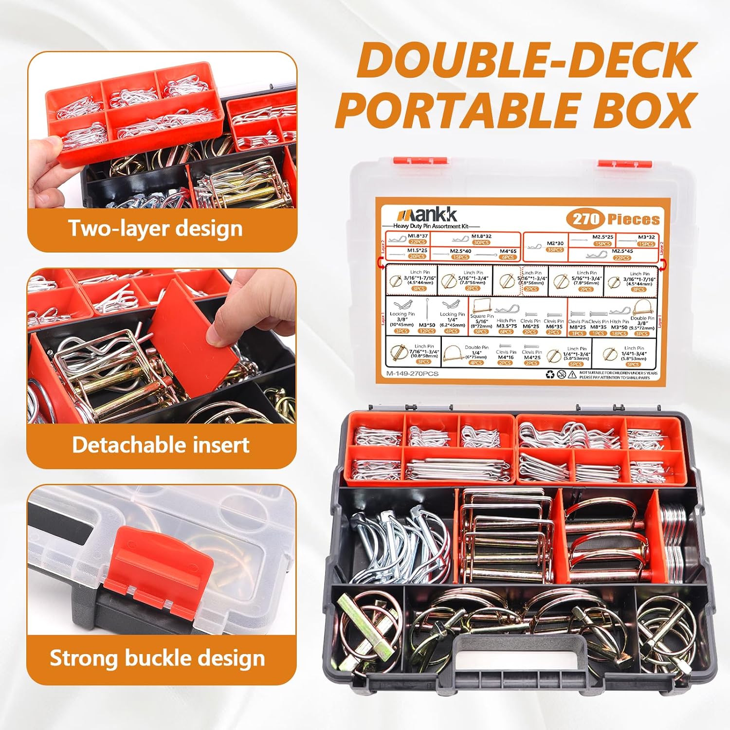 mankk 270PCS+202PCS Heavy Duty Hitch Pins Clip Pins