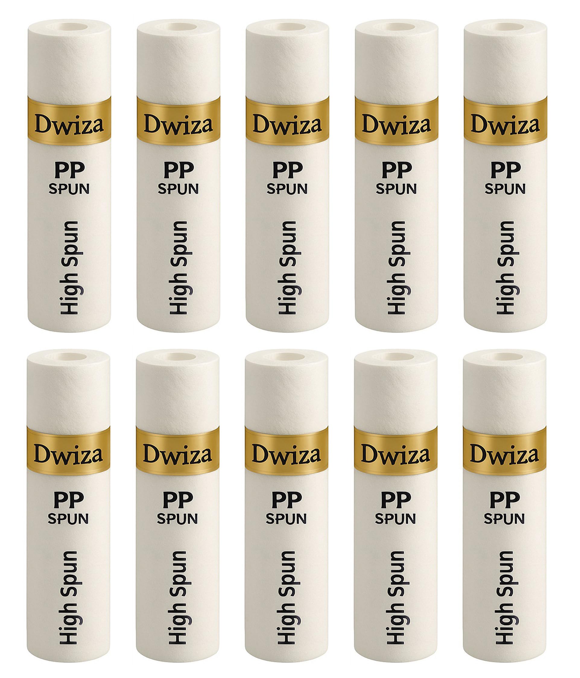 Dwiza Enterprise 10 Inch High Density Spun Pre-Filter (5 Micron PP Spun) Cartridge Compatible for 10 Inch Pre-Filter Housing of All Water Purifier | Pack of 10 Spun