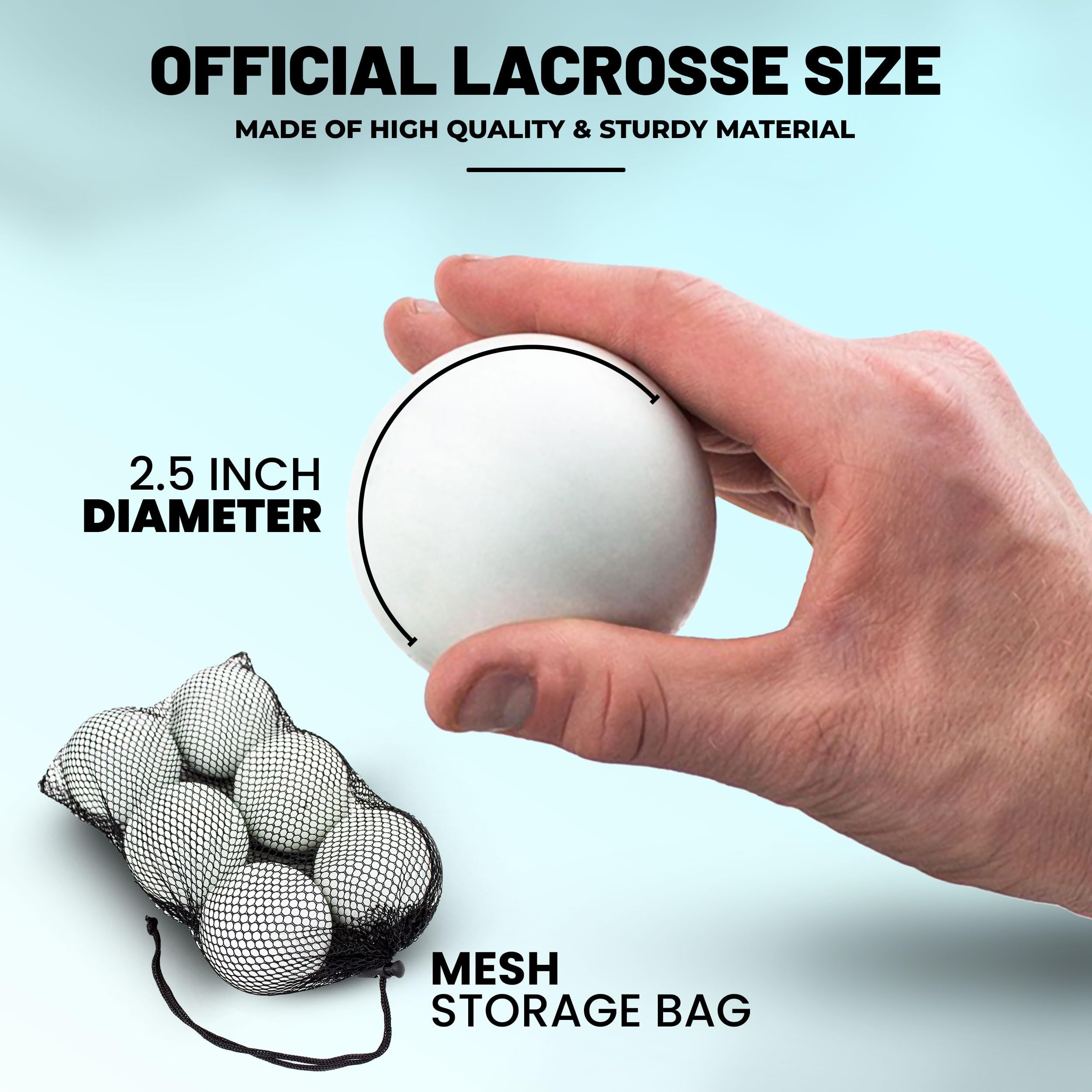 Lacrosse Balls Official Regulation Size | Durable Therapy Balls for Muscle Relief, Trigger Point Therapy, and Self-Massage - Portable for Gym & Travel | Ideal for Dog Play & Training (White_Pack of 6)