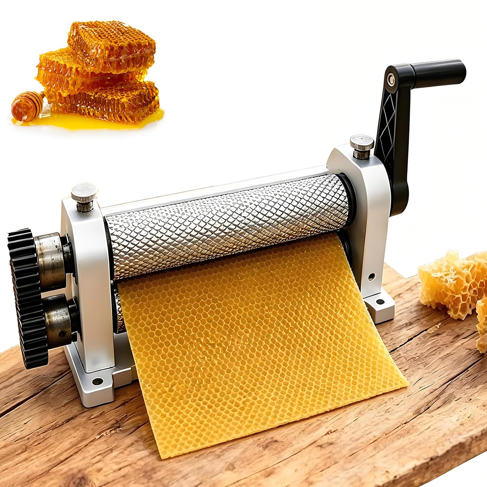 EpyGnom Manual Beeswax Foundation Sheet Machine, Aluminum Alloy Wax Sheet Bee Nest Foundation, Beeswax Roller Apiculture Tool, Beekeeping Equipment for Backyard Hobbyists 5.1mm