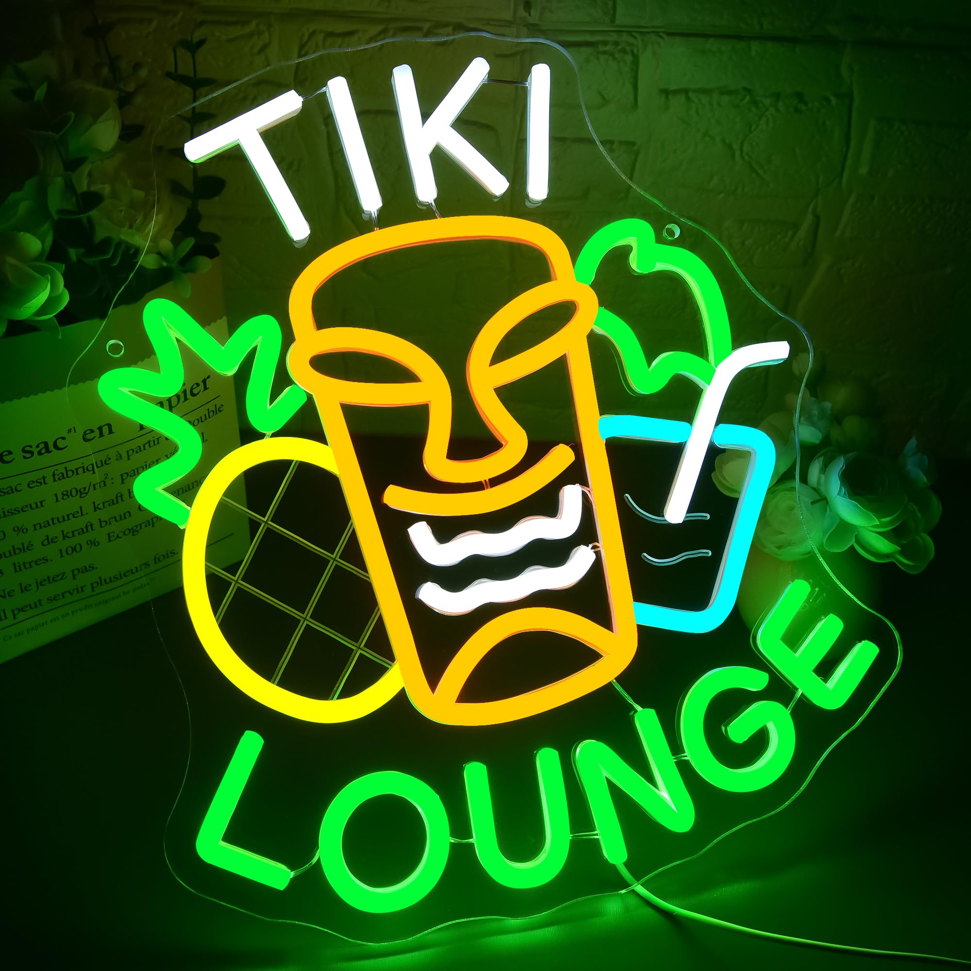 Tiki Lounge, Neonschild für Wanddekoration, dimmbar, Tiki-Bar, Neonlicht für Männerhöhle, Bier, Leuchtschild für Zuhause, Bar, Bierladen, Strand, Party, Schlafzimmer, Weihnachten, Geburtstag