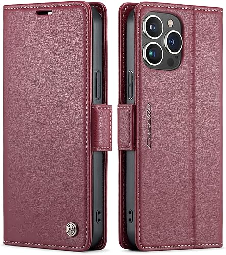 Miniatura 10 de Taneny Funda para iPhone 15 Pro Max, bloqueo RFID Funda de piel sintética con tarjetero y soporte para tarjetas, funda a prueba de golpes para