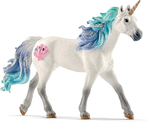 Schleich bayala, Juguetes de unicornio para niñas y niños, semental de unicornio marino con gemas, azul y morado, a partir de 5 años