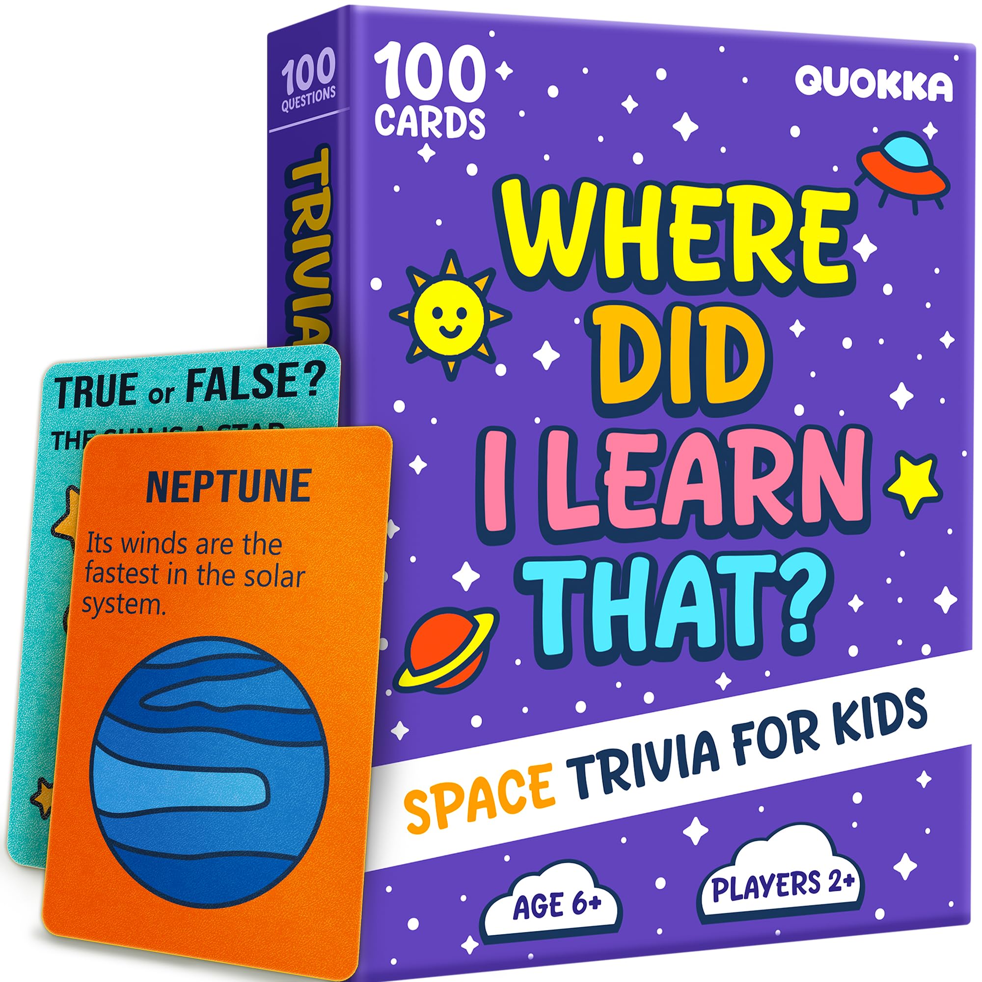 QUOKKA Trivia Games For Kids — Space Facts & Astronomy Card Game For Family Game Night Ages 6+