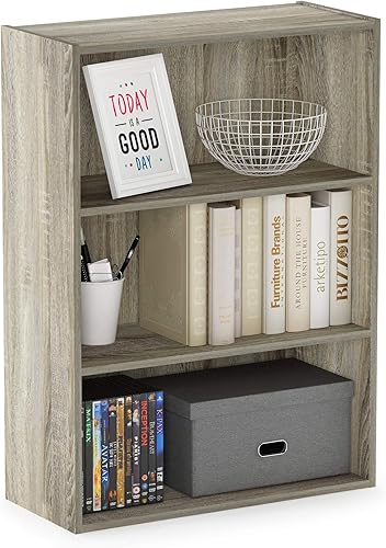 Furinno Pasir - Estantería abierta de 3 niveles, roble Sonoma