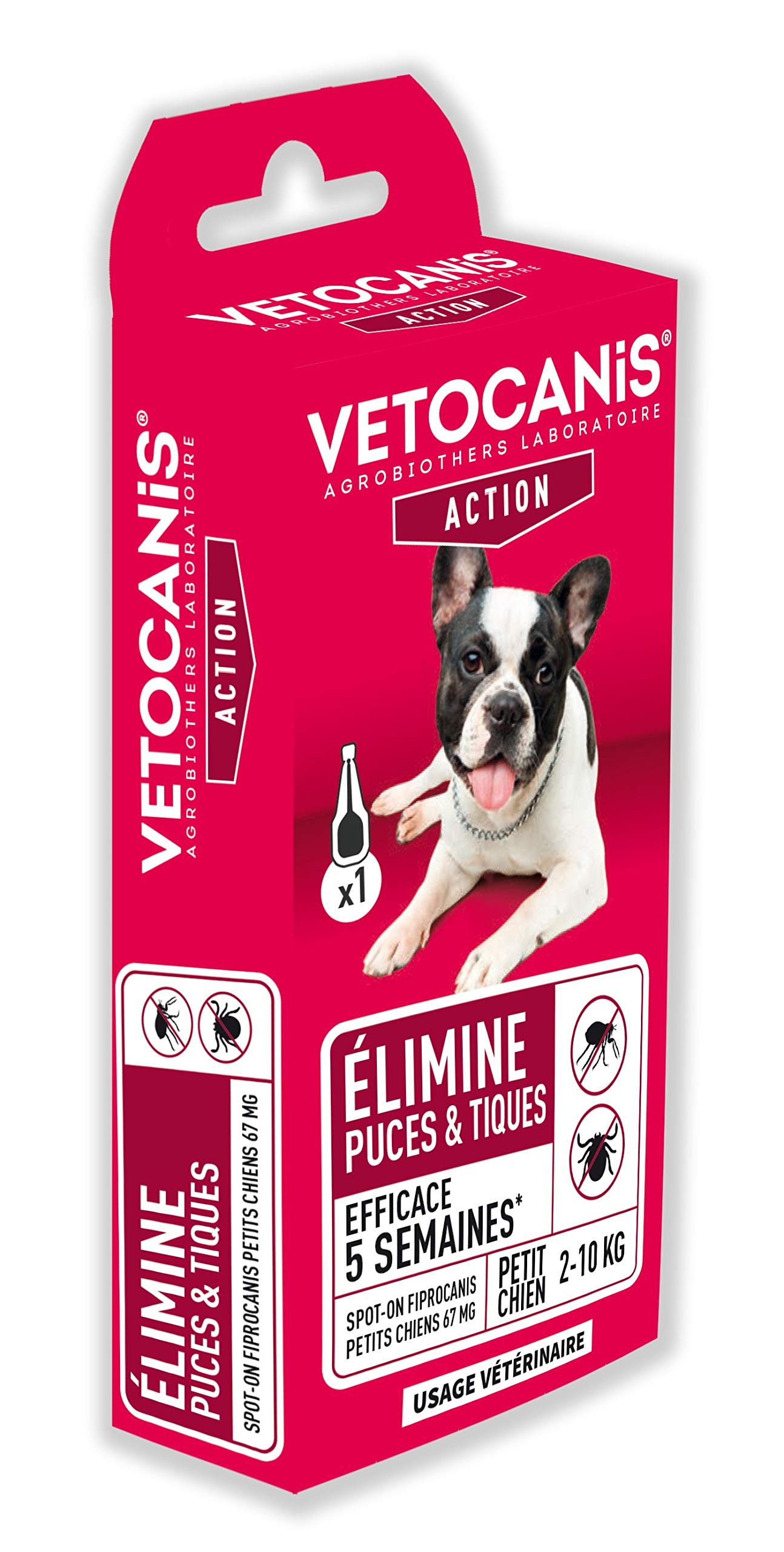 Vétocanis - Fiprocanis Pipette Anti-Puces Anti-Tiques Chien - Traitement et Protection contre Infestations - Antiparasitaire Petit Chien 2-10 kg