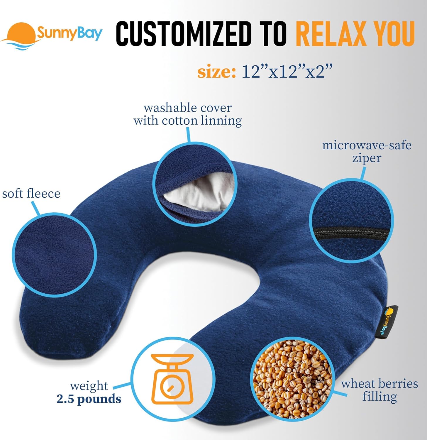 SunnyBay Lavender C-Shape Neck Wrap with Lowerback Heating Pad