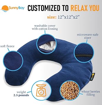 SunnyBay Lavender C-Shape Neck Wrap with Lowerback Heating Pad