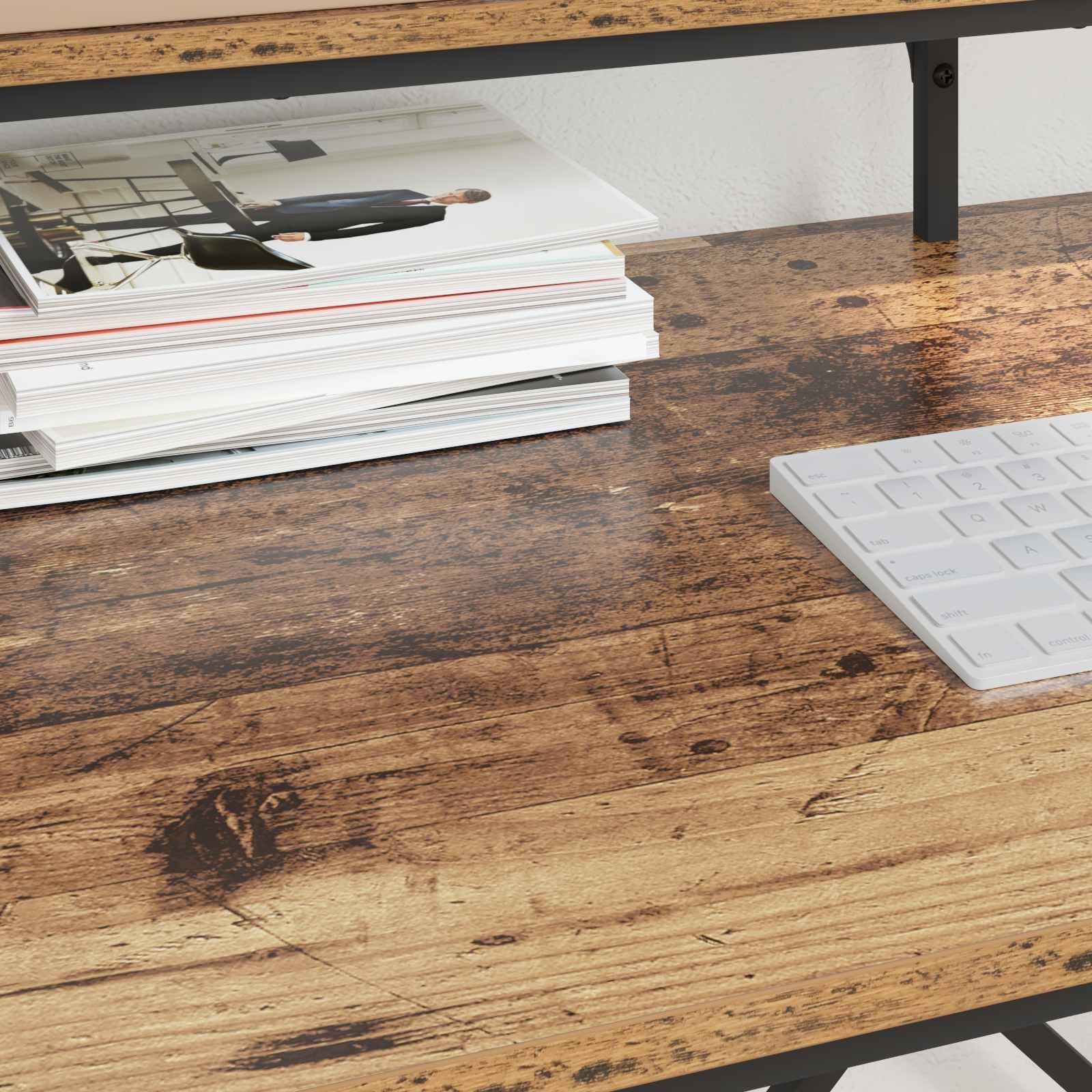 Scrivania Ufficio Stile Industriale con Ripiani 80x50x90 cm | Tavolo da lavoro compatto con scaffali integrati, ideale per ottimizzare lo spazio nello studio o in ufficio.