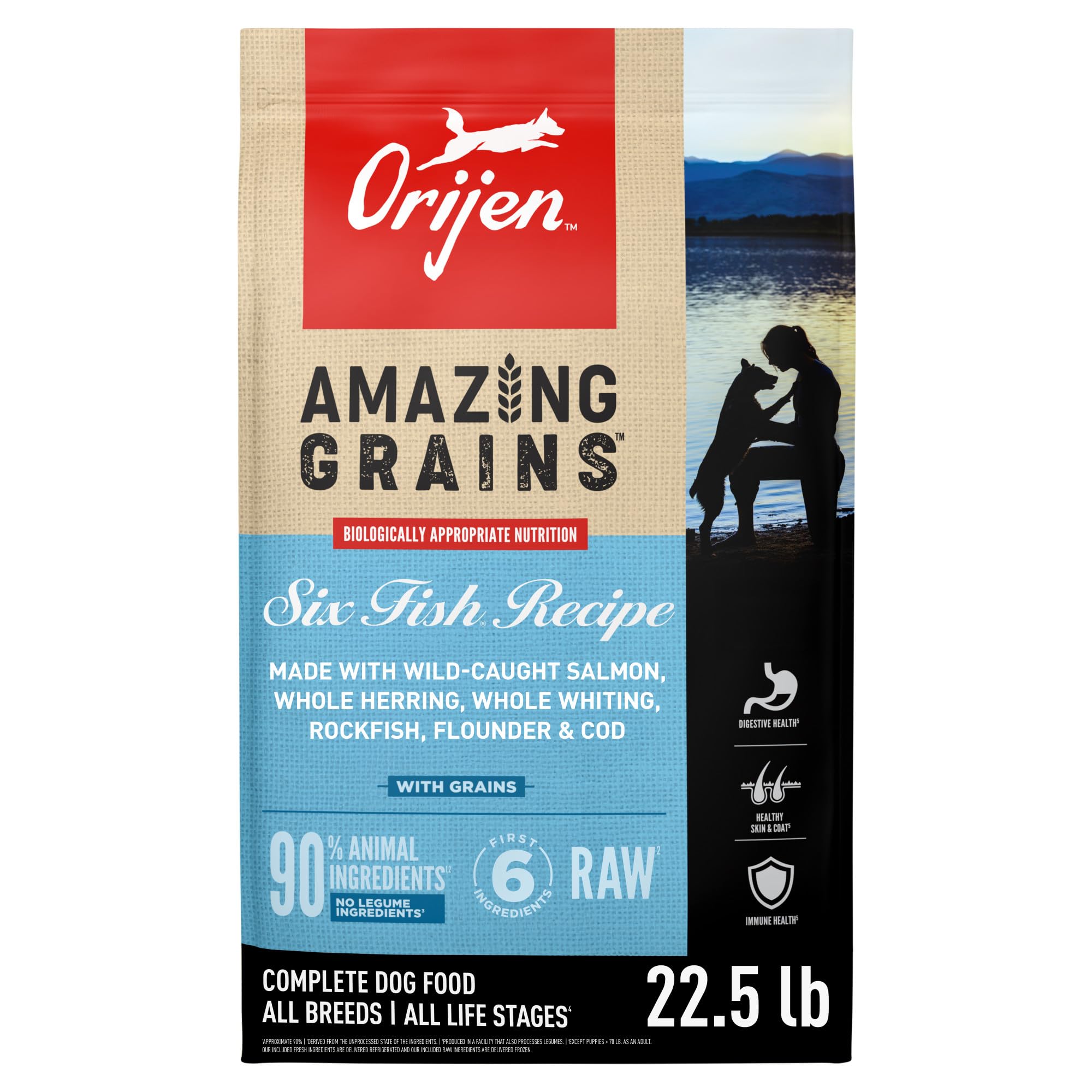 Amazing Grains High Protein Dry Dog Food Six Fish Recipe 22.5lb Bag