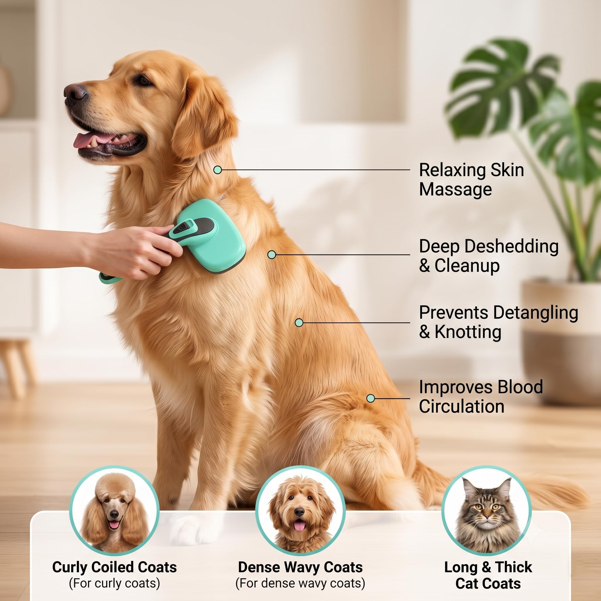 Kit de cepillo para perros para desprendimiento y aseo de perros y gatos de pelo corto y largo, juego de aseo de mascotas 5 en 1 para animales pequeños, cepillo de limpieza automática para perros