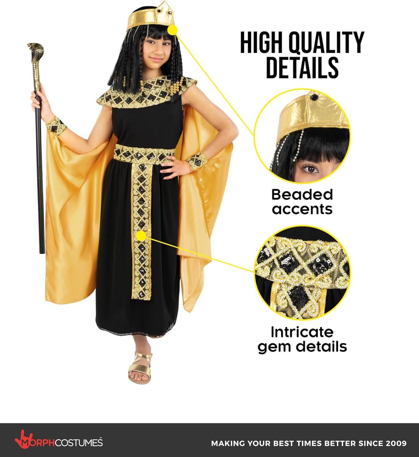 Morph Queen Cleopatra Costume Kids Egyptian Costume Girls Egyptian Princess Cleopatra Dress Halloween Costumes for Girls