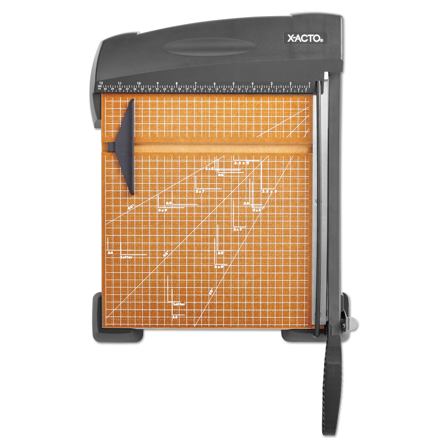X-Acto 12-Inch Guillotine Paper Trimmer - Cuts 10 Sheets, Self-Sharpening Blade, Built-in Handle & Safety Guard