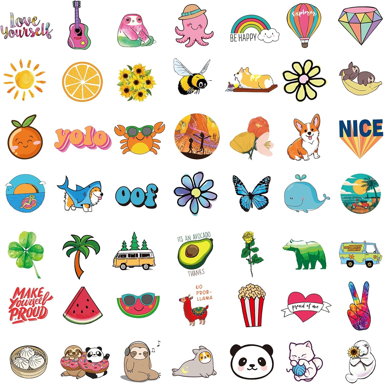 100 PCS Water Bottle Stickers, Cute Vsco Waterproof Laptop Vinyl Hydroflask Stickers Computer Phone Aesthetic Skateboard Stickers for Kids Teens Girls Adults Sticker Packs : Toys & Games