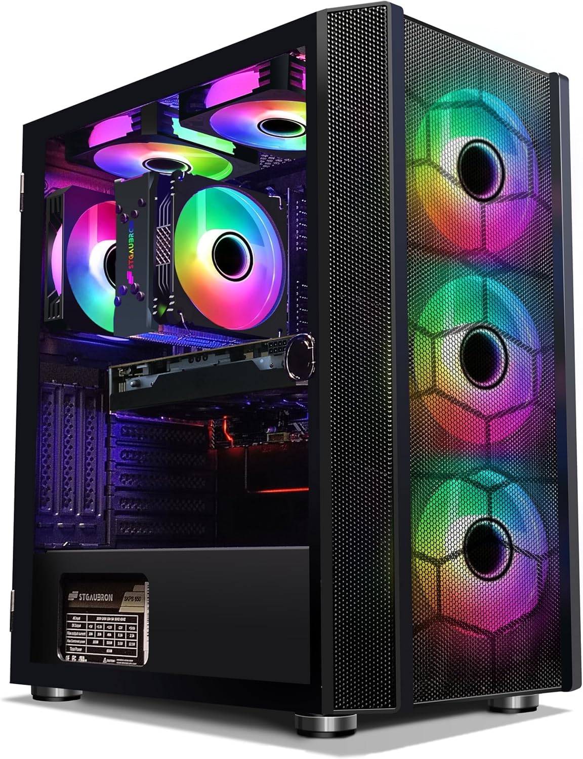 STGAubron Gaming PC Desktop Computer, Intel Core i3-10100F up to 4.3G, GeForce RTX 2060 6G, 16GB DDR4, 1TB SSD, WiFi, BT 5.0, RGB Fan x6, Windows 11 Home